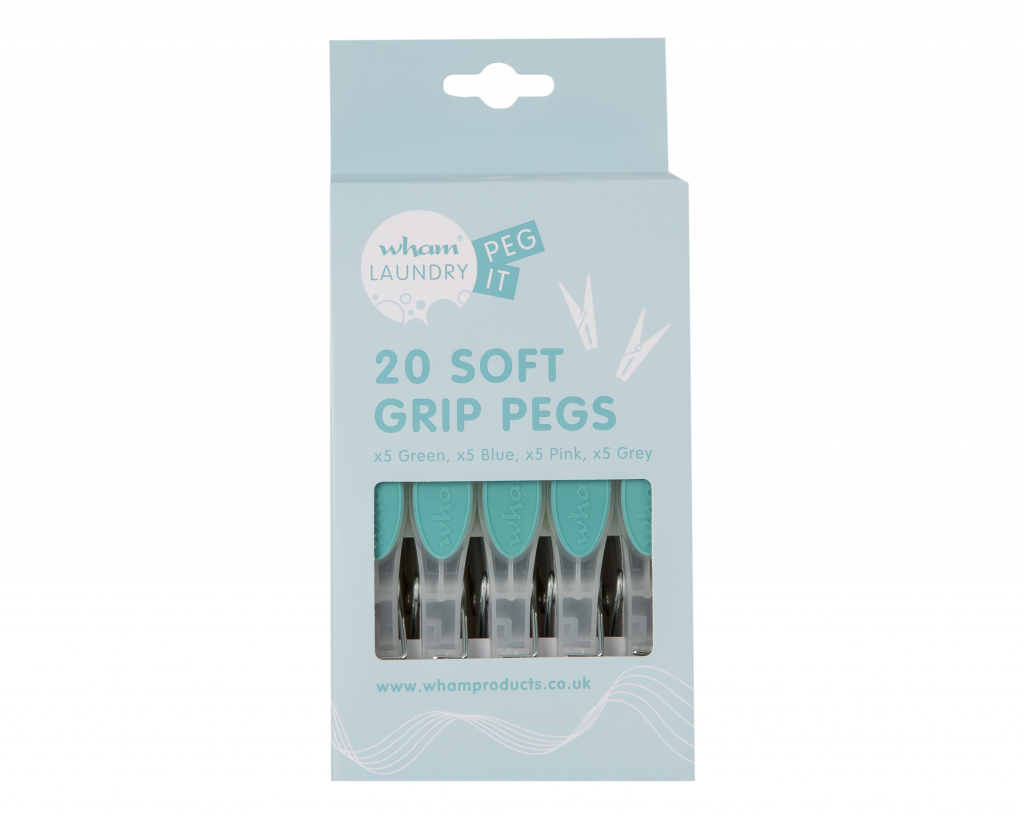 Laundry Set of 20 Soft Grip Pegs Assorted 11766 What More UK