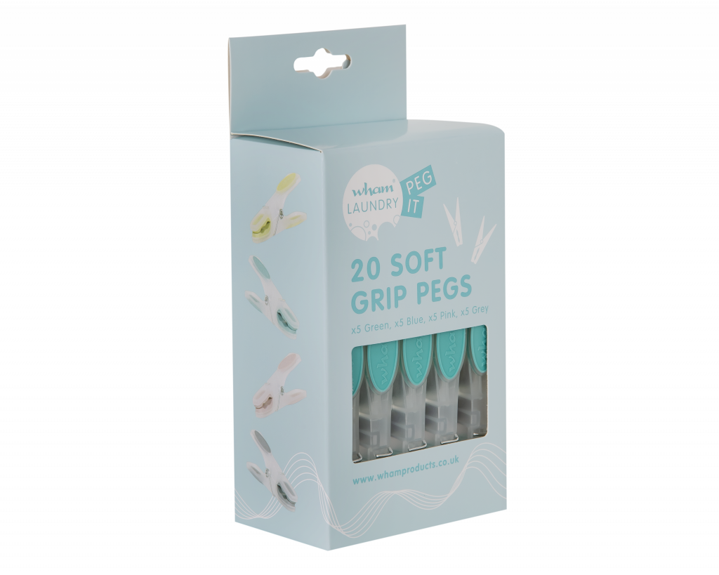 Laundry Set of 20 Soft Grip Pegs Assorted 11766 What More UK