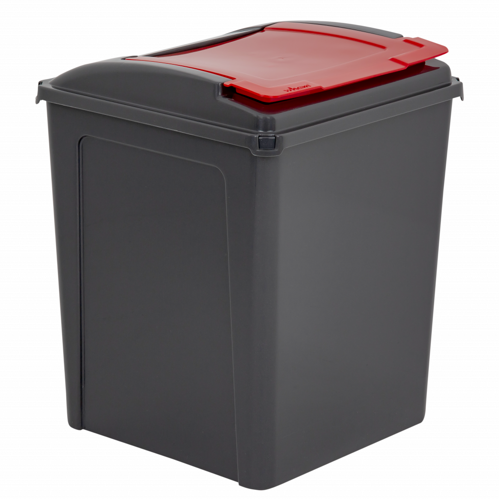 Recycle It 50L Bin & Lid Graphite/Gen. Red 12415 What More UK