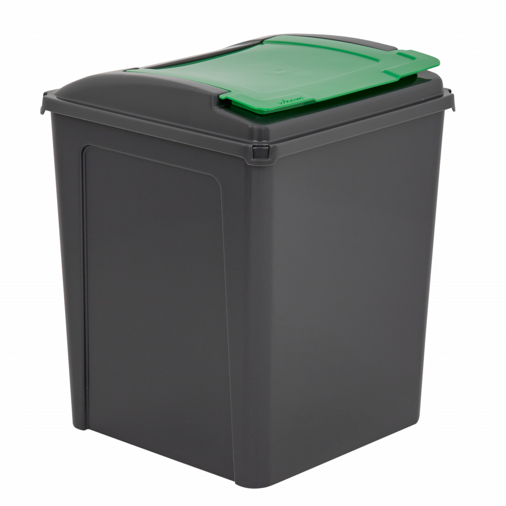 Recycle It 50L Bin & Lid Graphite/Gen. Green 12417 What More UK