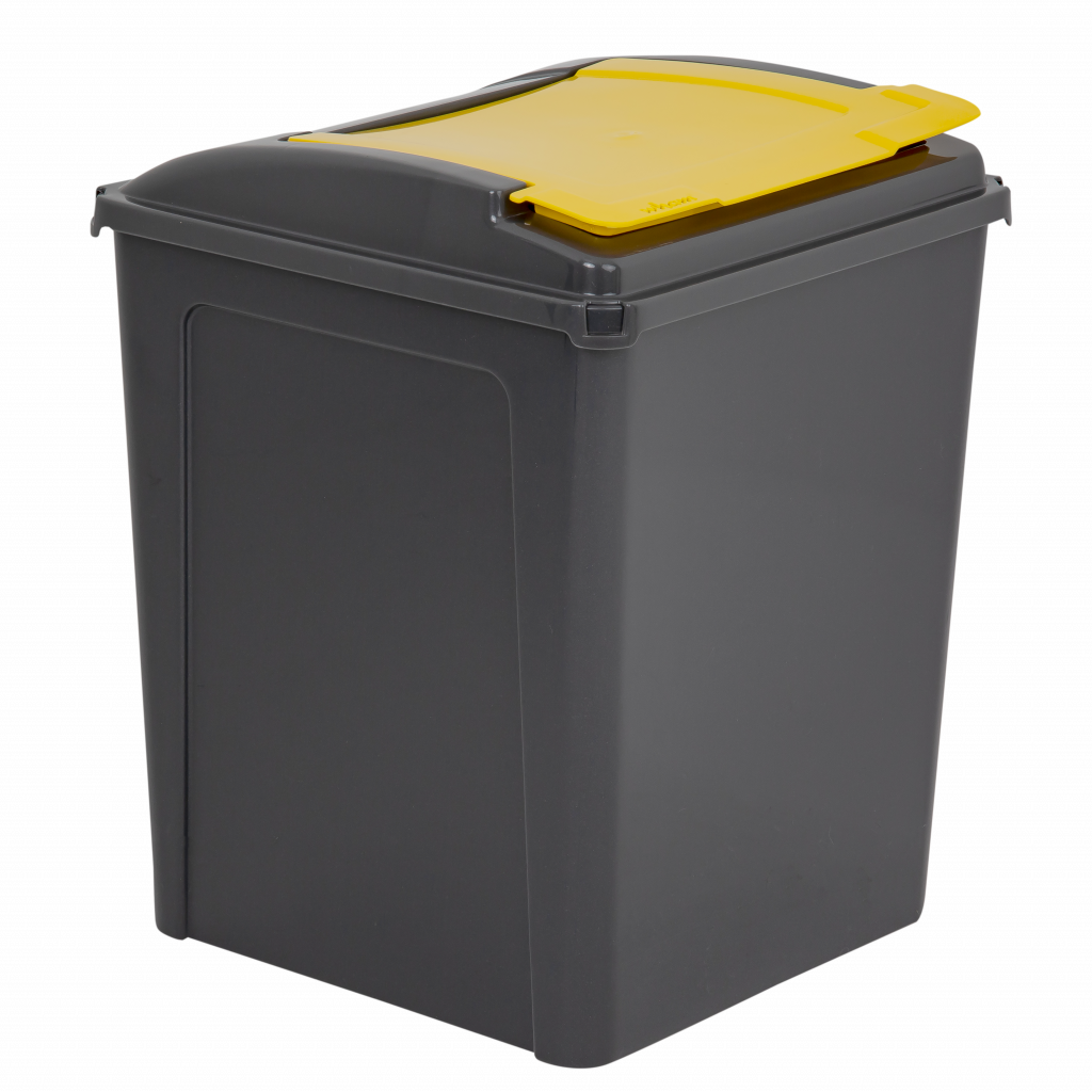 Recycle It 50L Bin & Lid Graphite/Gen. Yellow 12418 What More UK