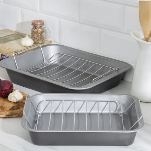 Non-Stick & Dishwasher Safe Baker & Salt® 36cm Roast and Rack Oven Dish Tray 