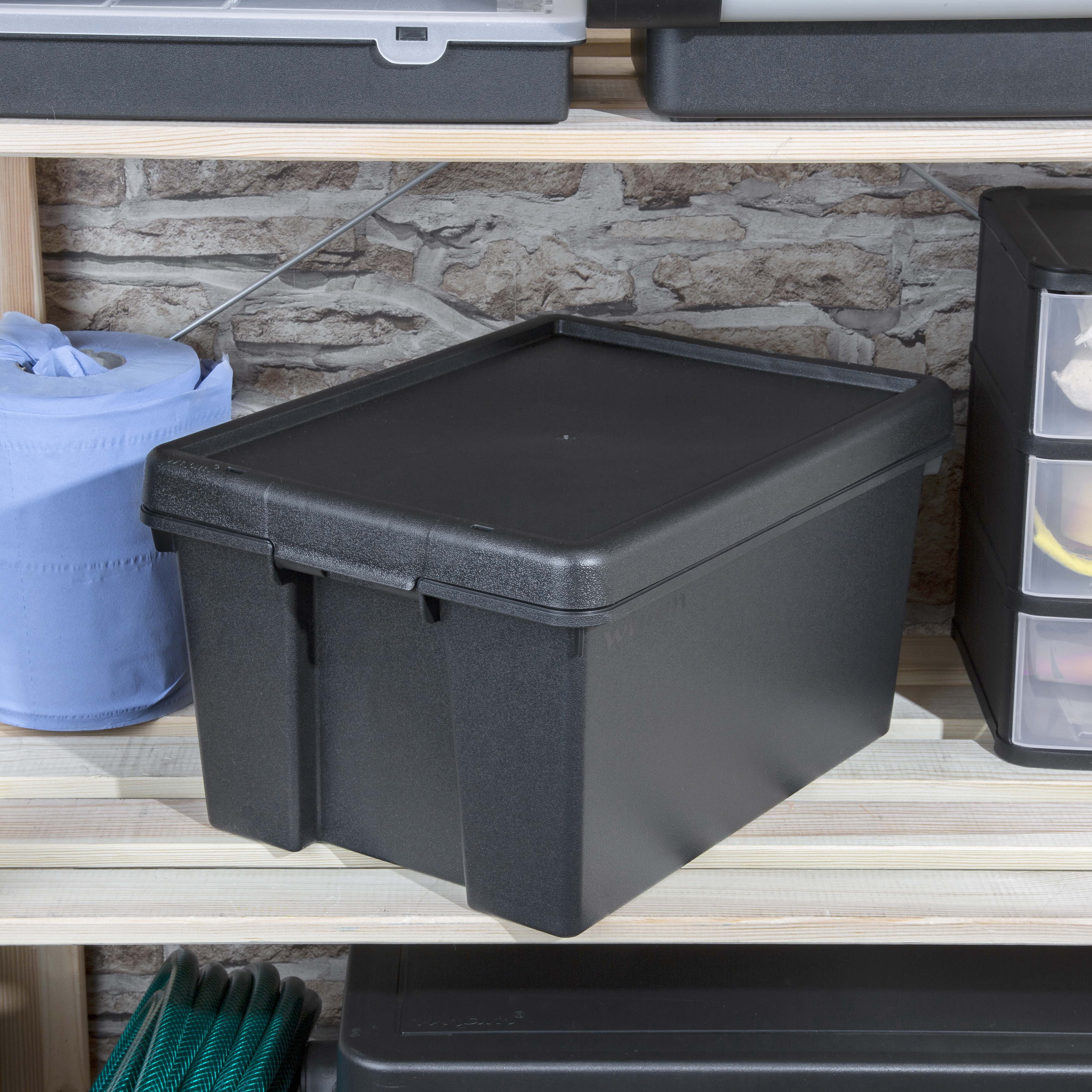 Eurobox 80x60 Wham 2 Stück Bam Heavy Duty Recycling Box - 150 Liter Mit Deckel - 80 X 59,5 X 42cm - Schwarz Große Wanne