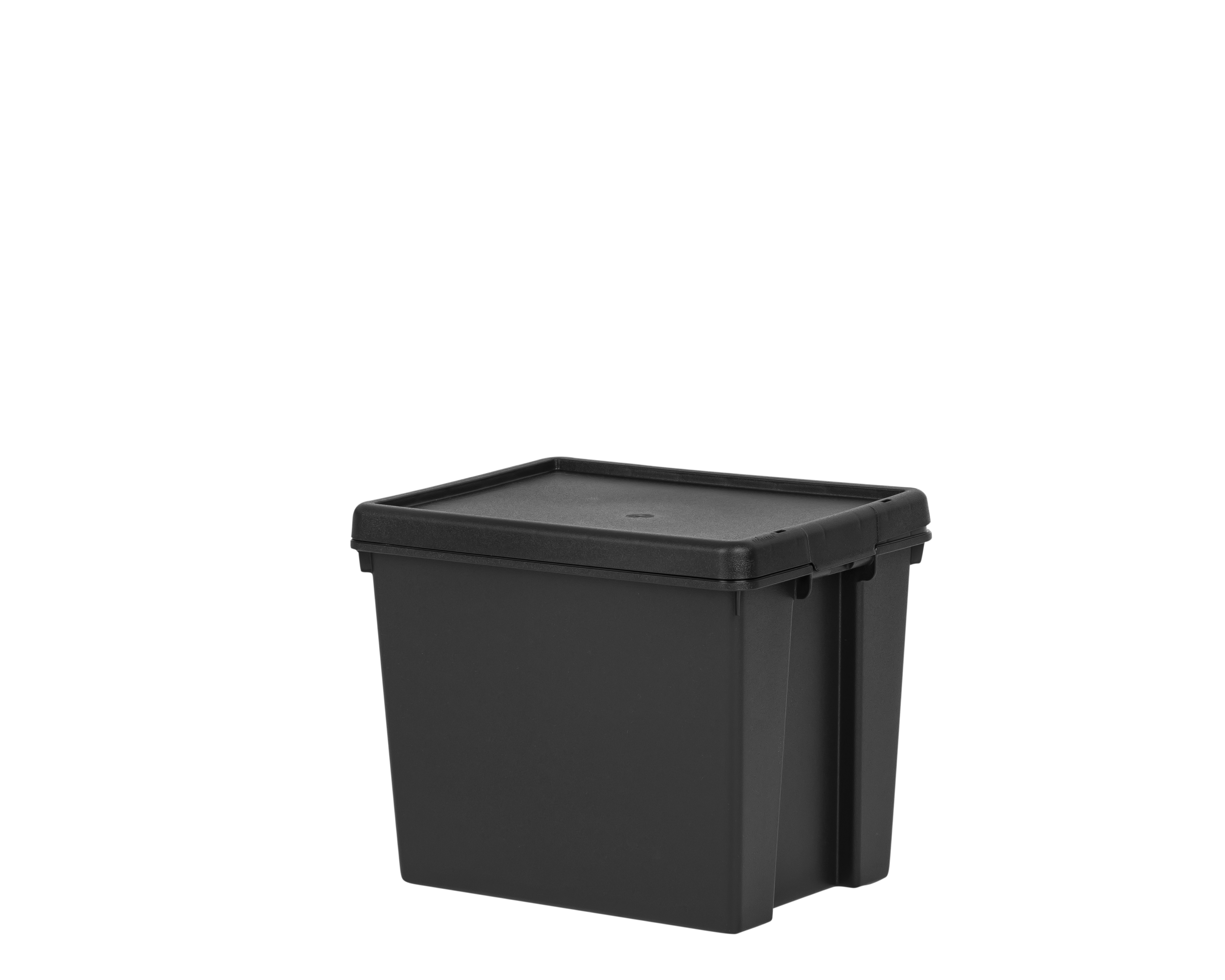 24L 24 Litre - Black Heavy Duty Strong Plastic Storage Box With Lid Recycled Upcycled 
