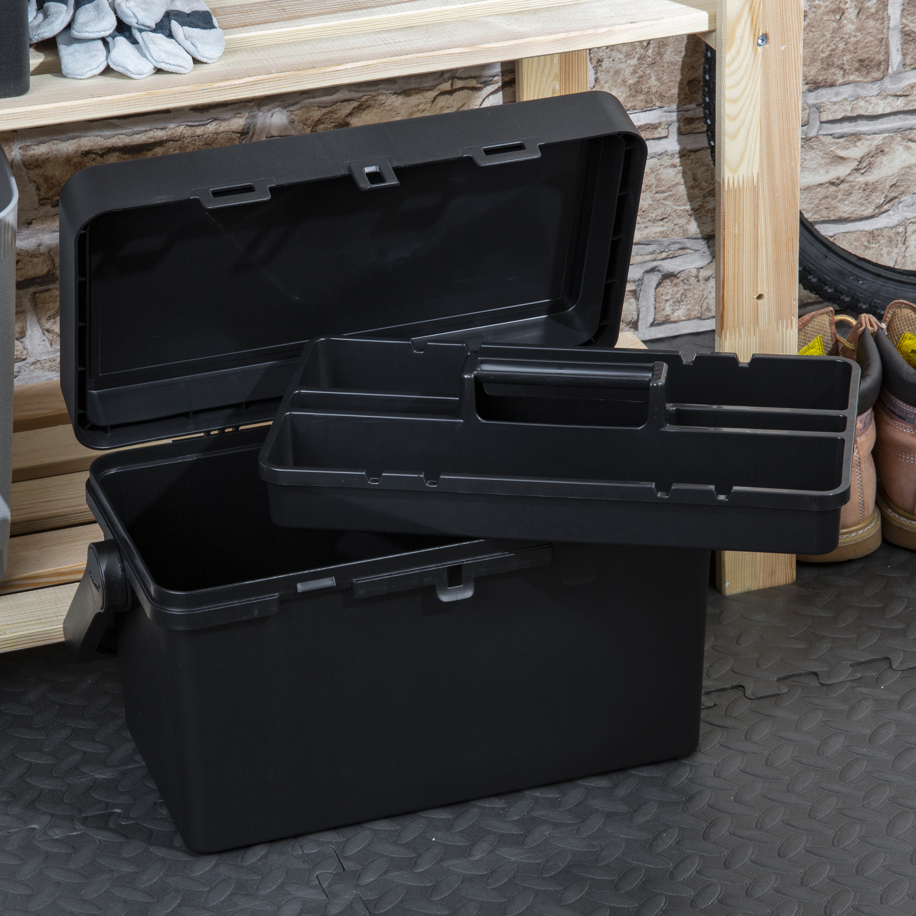yuuuuuuページ❗️マッドブラック２段BOX！ Wham Bam 46cm Tool Box & Lid Black Recycled - 445240 - What More UK