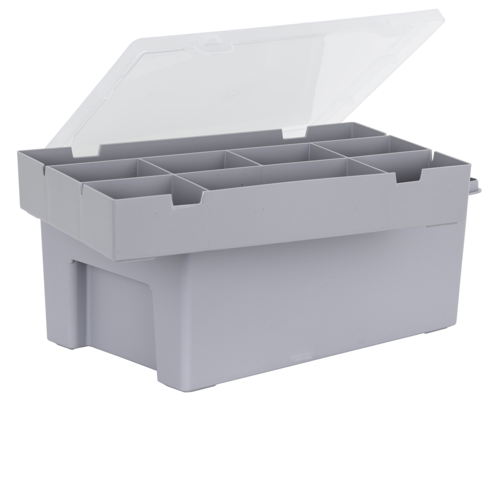3.04.01 Organiser Box 8 Div Tray Soft Grey/Clear 12942 What More UK