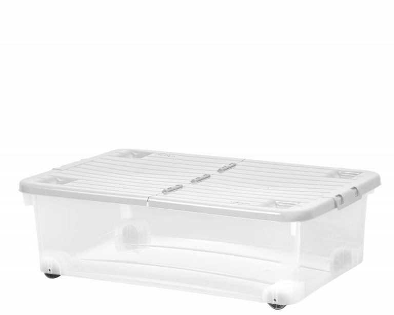 32L Box with Wheels & Folding Lid Clear/Cool Grey 15355 What More UK