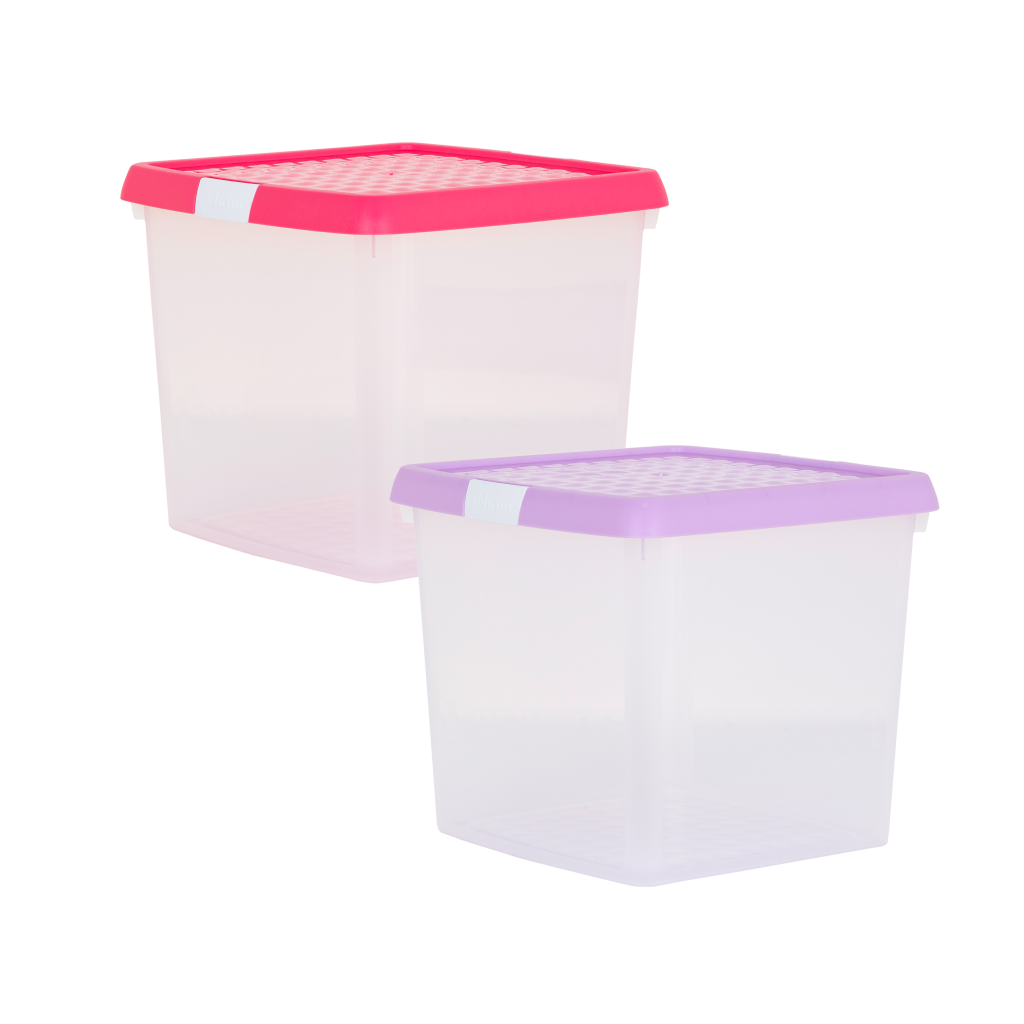 Wham Clip 9.02 14L Box & Lid Clear Base Pink/Lilac Lids 19982 What