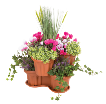 Tri-Planter with Tray Terracotta