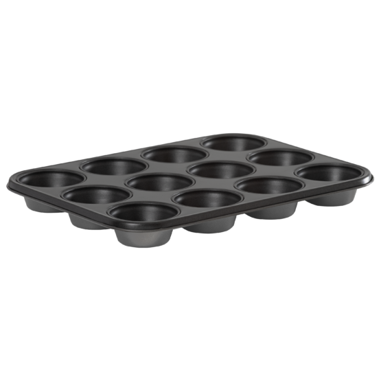 anthracite and dark silver 12 cup muffin tin